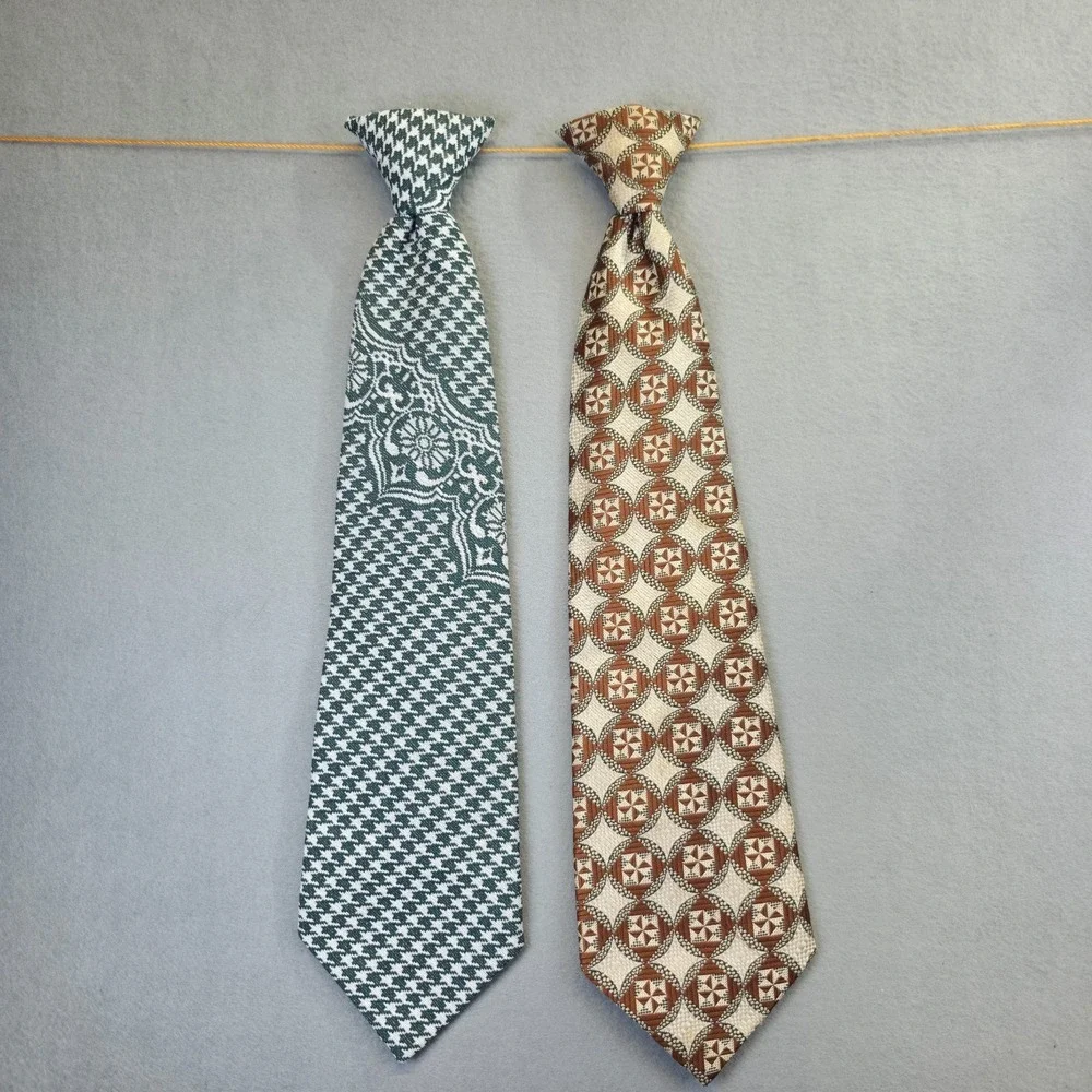 2-‎ Vintage Snapper JCPenny  Towncraft Clip on Men's Neck Ties